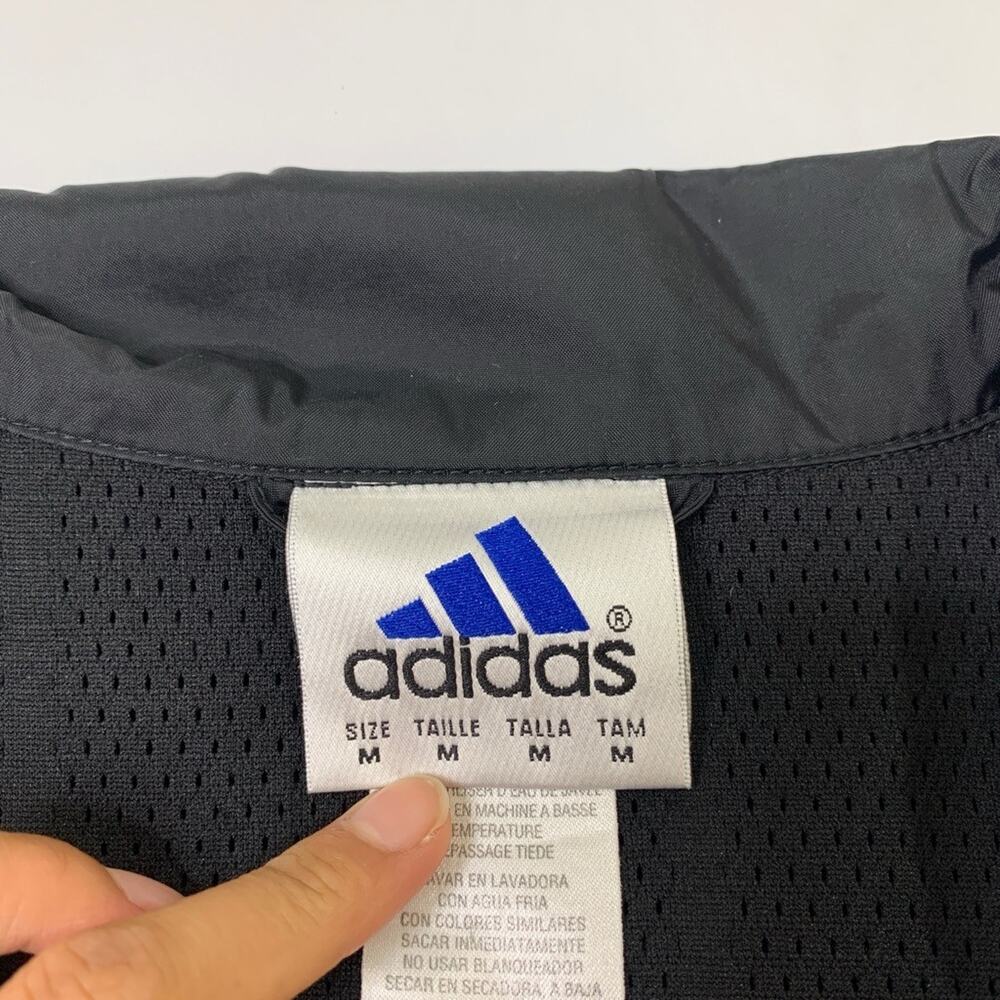 Vintage‎ Adidas Jacket Mens M Medium Black Nylon Windbreaker Side Stripes Y2K - Picture 5 of 11